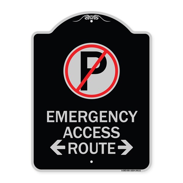 Signmission Emergency Access Route W/ Bidirectional Arrow Heavy-Gauge Aluminum Sign, 24" x 18", BS-1824-24111 A-DES-BS-1824-24111 - main